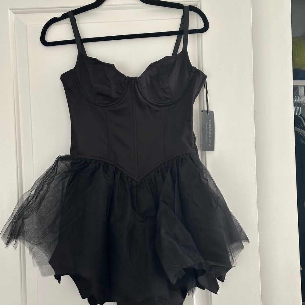 Black Tulle Corset Bodysuit